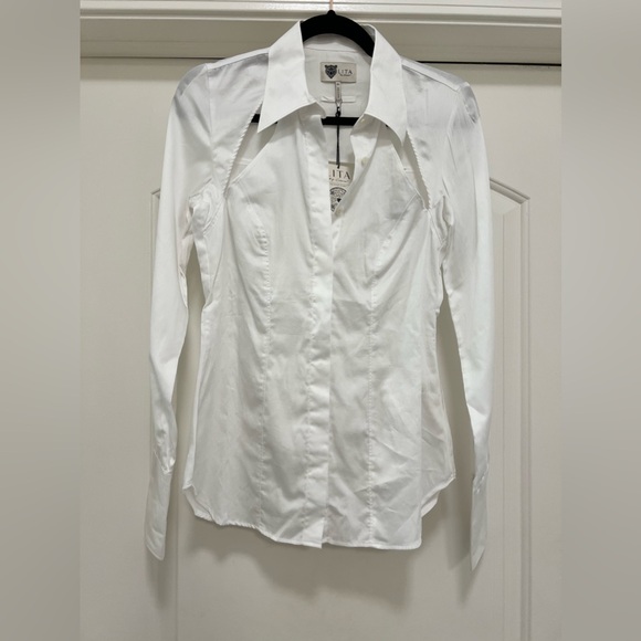 NWT RARE Lita by Ciara Cutout Button Down Top with Obi Style Belt - Picture 10 of 14